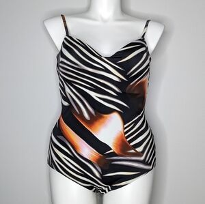 Sea Queen black white orange one piece swimsuit 16